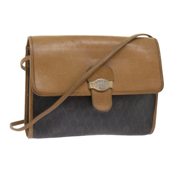 DIOR Honeycomb Canvas Shoulder Bag Pvc Leather Black - Picture 1 of 12